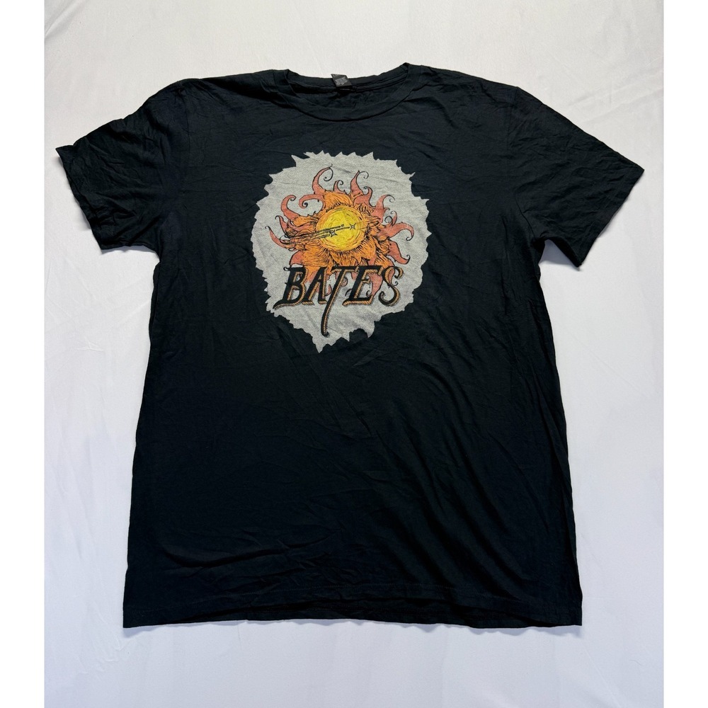 Anvil Lightweight T Shirt Unisex Large‎ Black Graphic Bates Around The Sun Tee